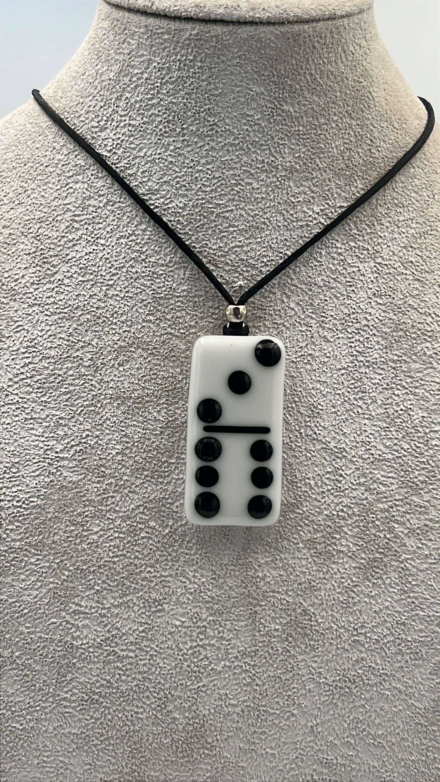 White Glass Domino Pendant with Black Details