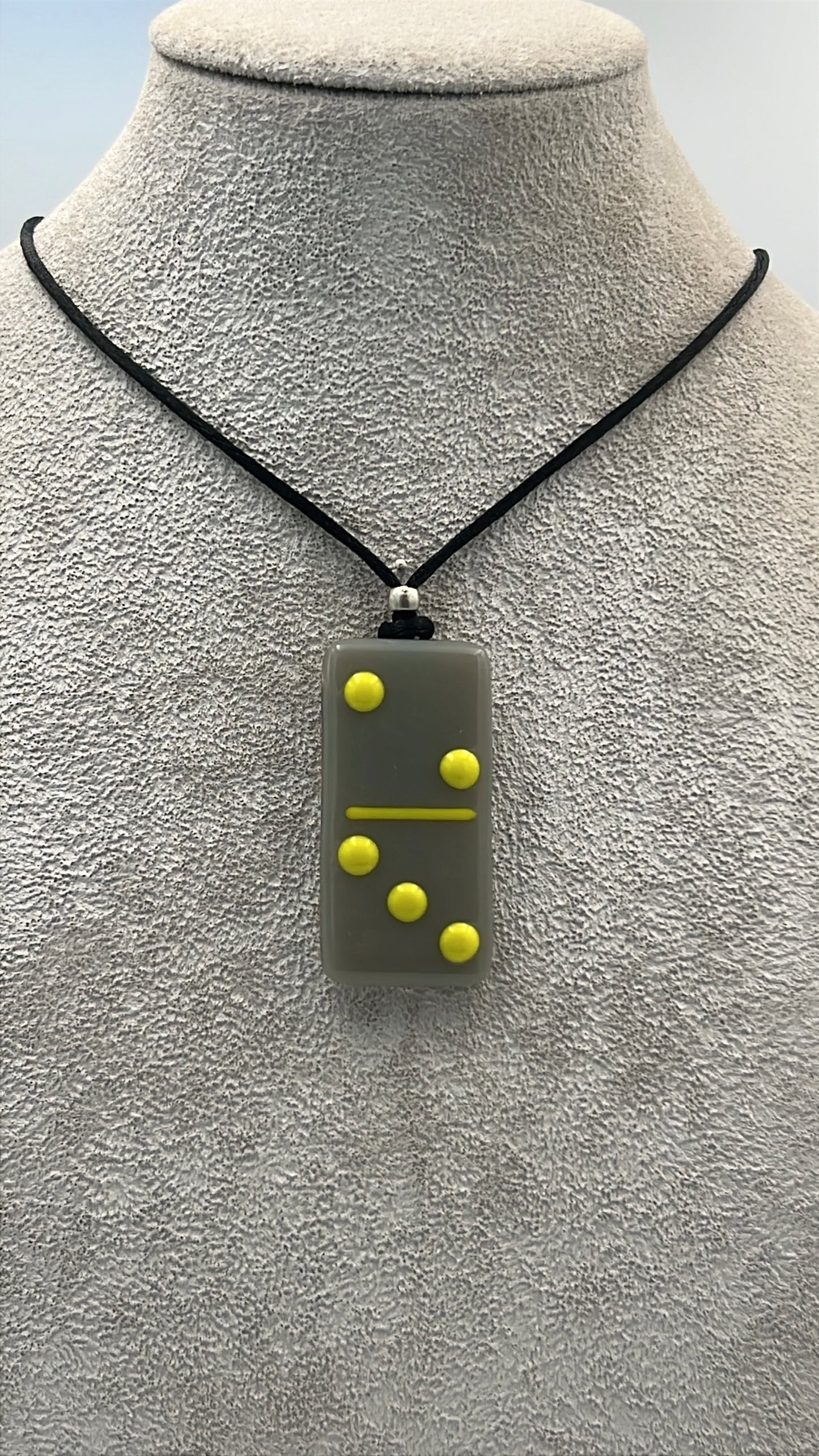 Elephant Gray Domino Pendant with Yellow Details