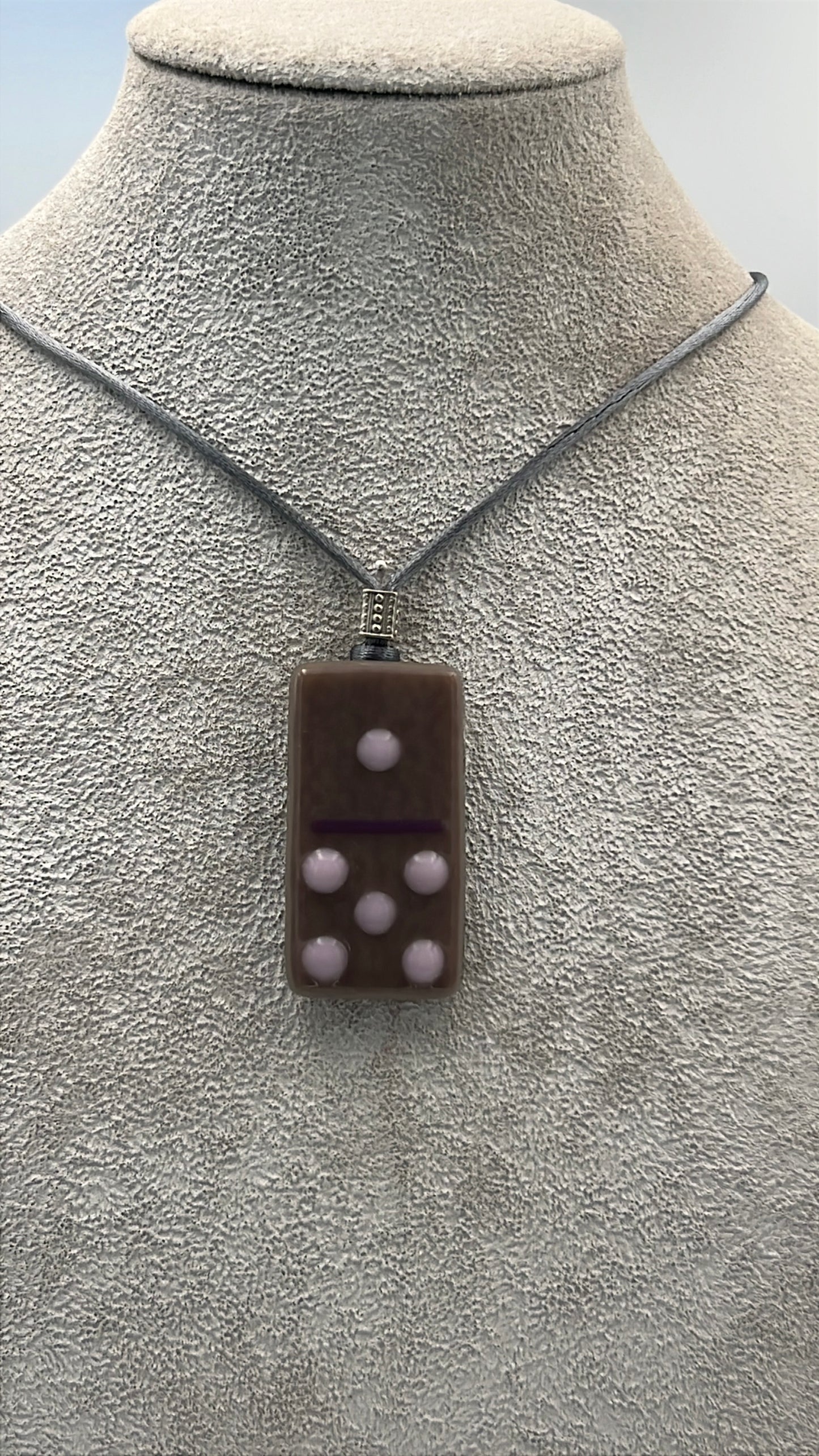 Mink Fused Domino Pendant with Petal Pink Details