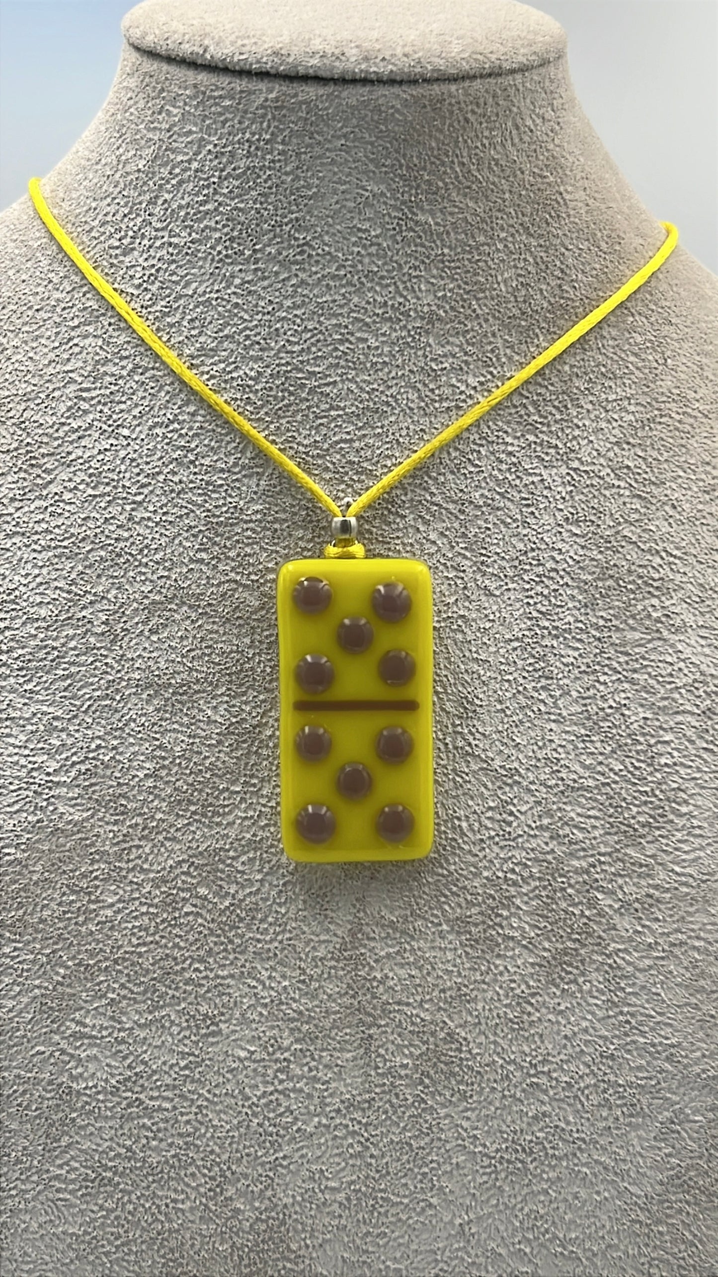 Yellow Fused Domino Pendant with Lilac Details