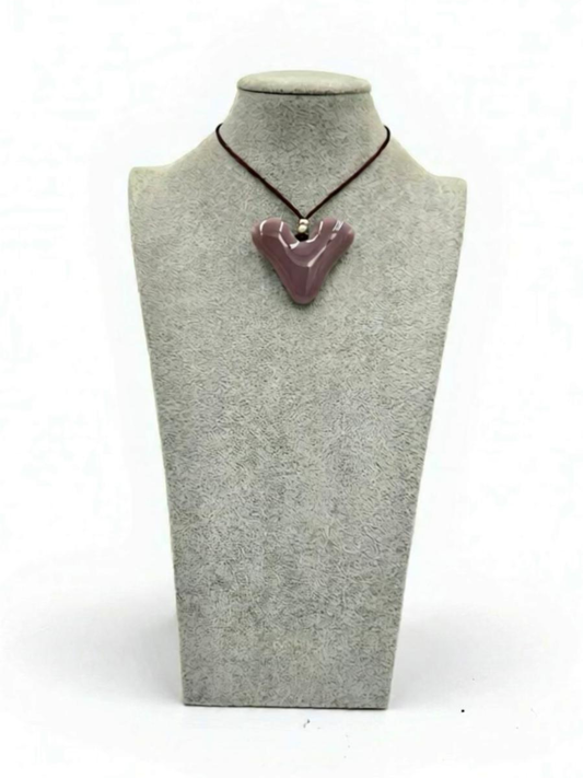 Dusty Lilac Fused Glass Heart Pendant - 2” x 1.5”