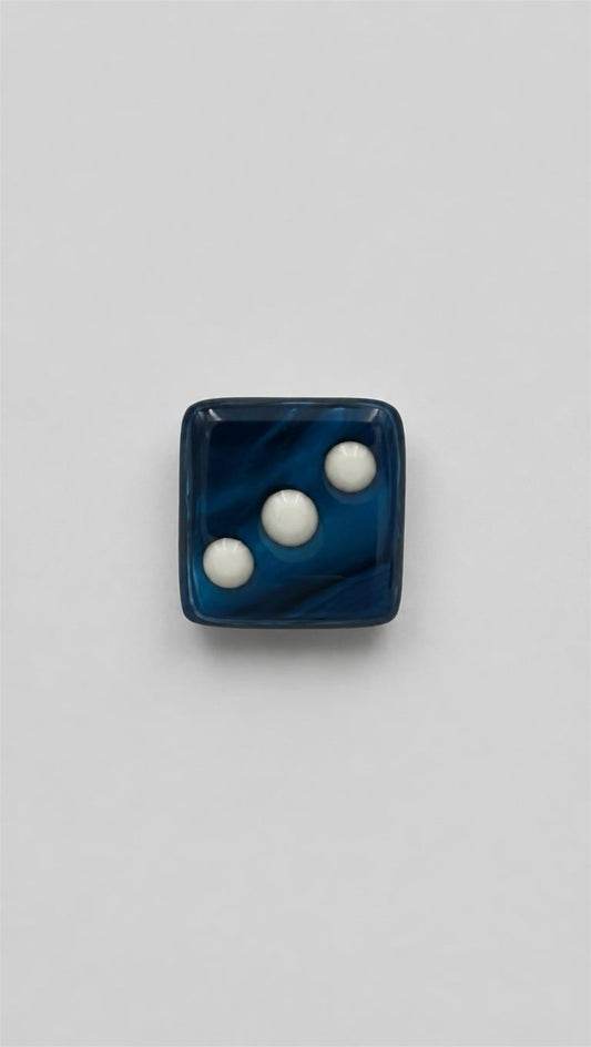 Copper/Blue Fused Glass Adjustable Number Ring with White Details