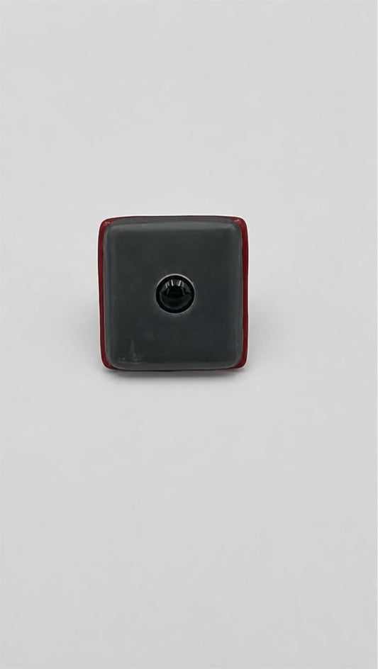 Gunpowder Fused Glass Adjustable Number Ring with Black Details