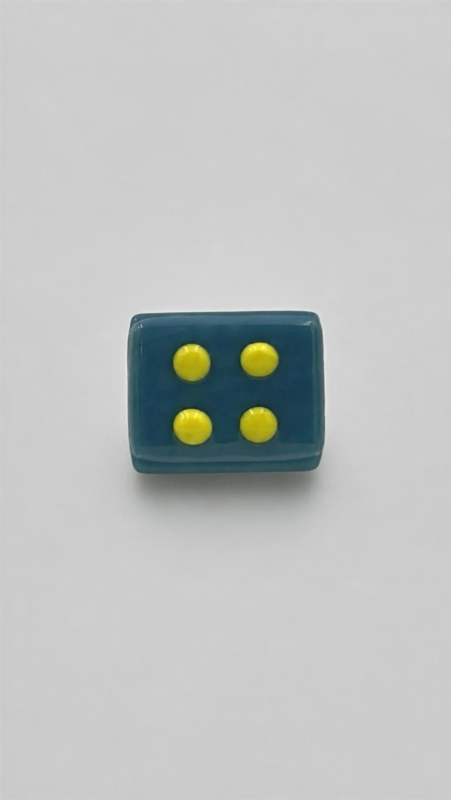 Light Cyan Mix Fused Glass Adjustable Number Ring with Yellow Details