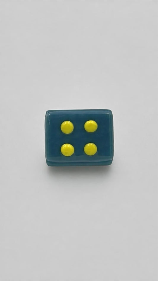 Light Cyan Mix Fused Glass Adjustable Number Ring with Yellow Details
