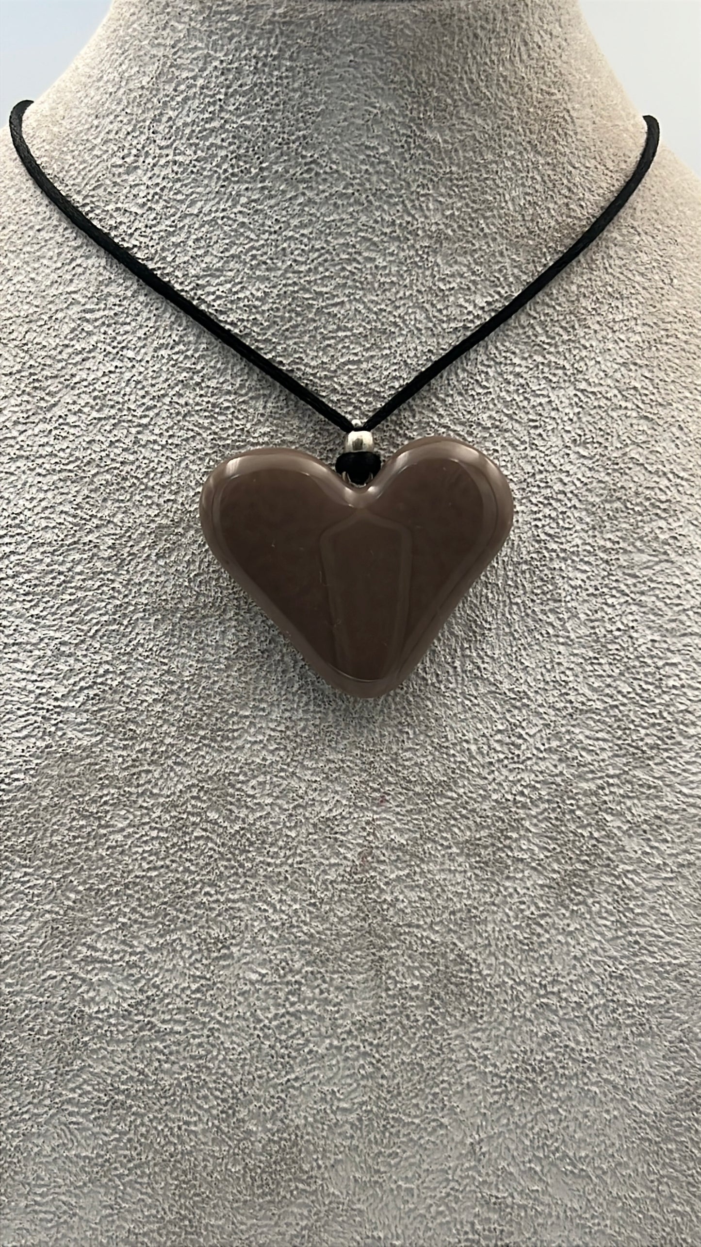 Mink Fused Glass Heart Pendant