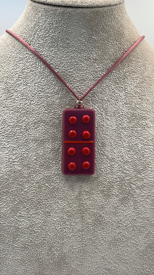 Pink Fused Domino Pendant with Orange Details