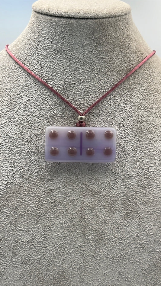 Pink/Lavender/White Mix Fused Domino Pendant with Lilac Details