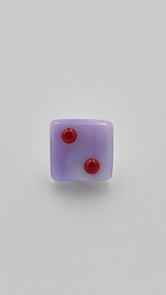 Pink/Lavender Mix Fused Glass Adjustable Number Ring with Red Details