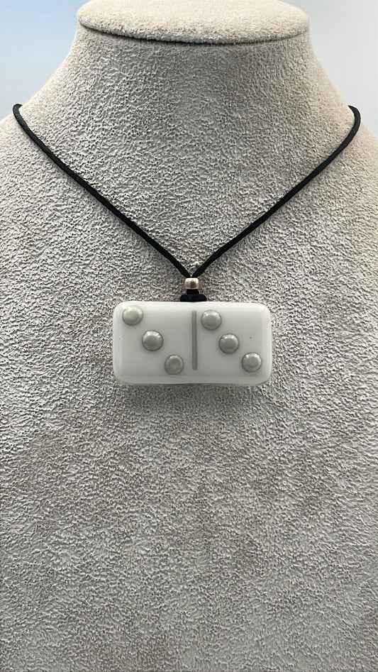 White Fused Domino Pendant with French Vanilla Details