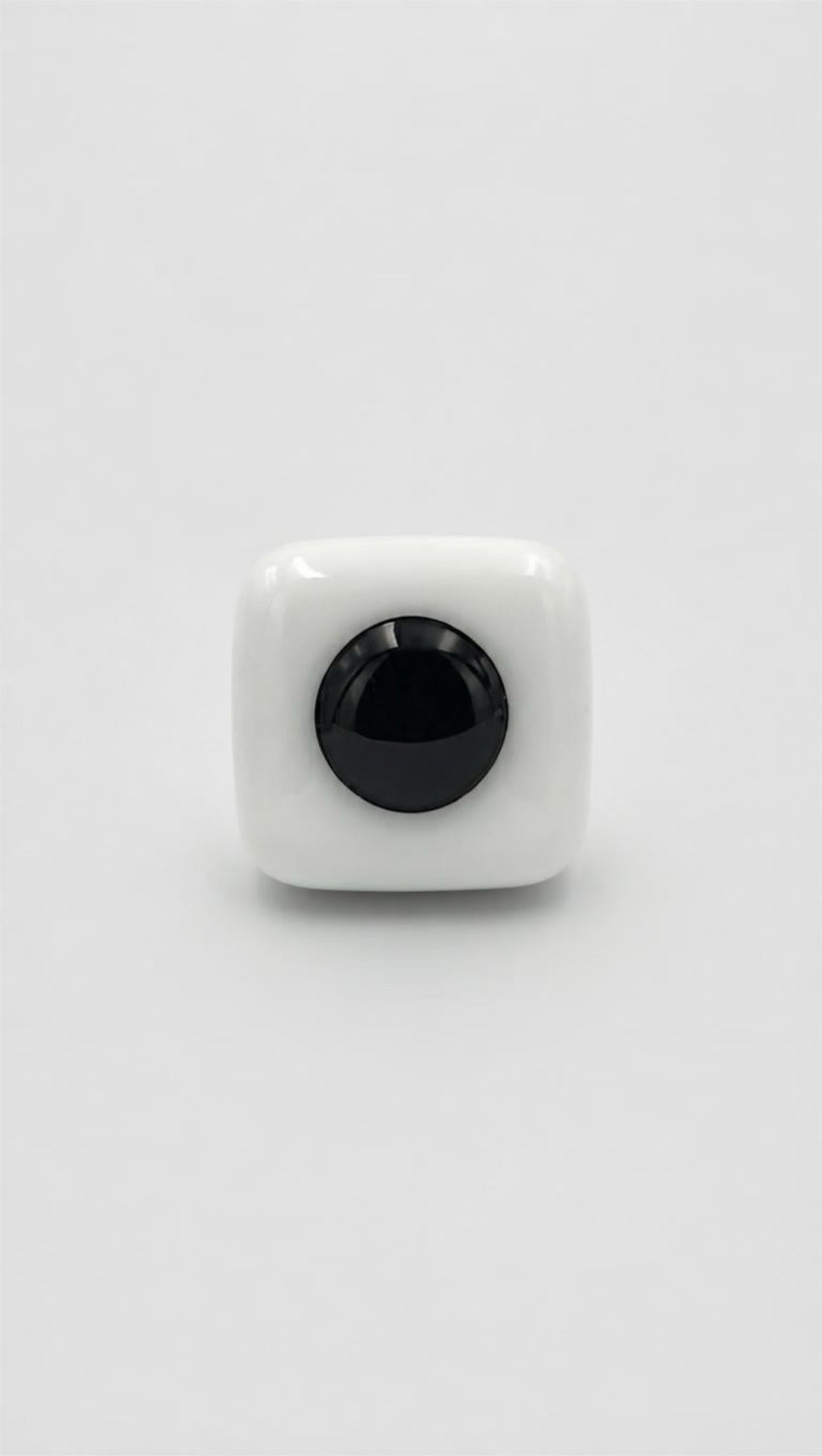 White Glass Fused Adjustable Number Ring with Black Details