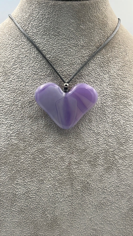 Lavender/White Mix Heart Pendant